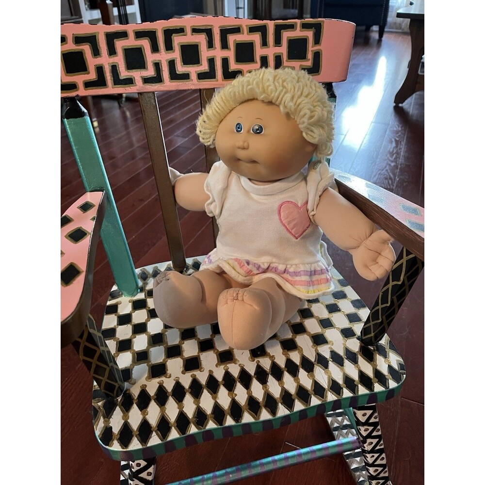Vintage 1984 Cabbage Patch Kid HM1 KT Green Signature Blonde Blue Eyes Coleco